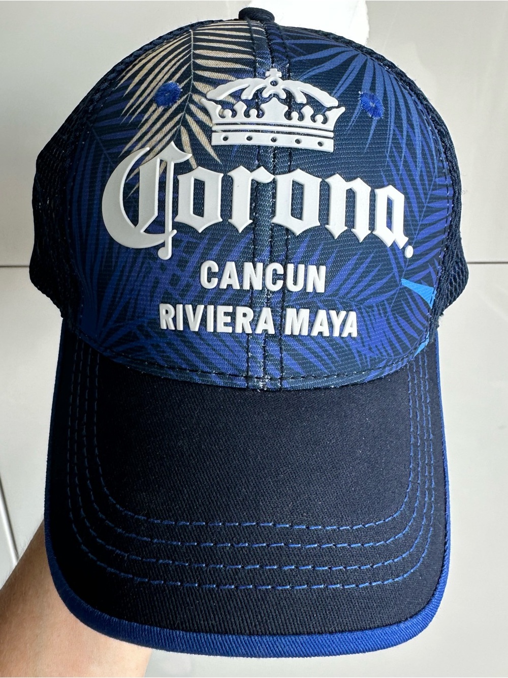 Corona Baseball Hat Cap Cancun Riviera Maya Blue White Adjustable